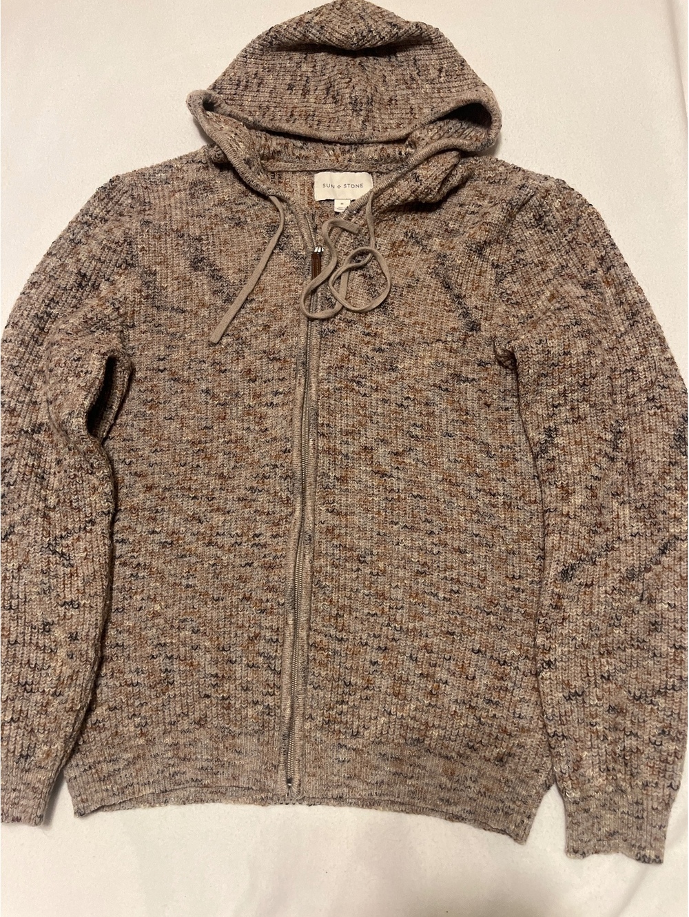 Sun + Stone Hooded Full-Zip Knit Sweater